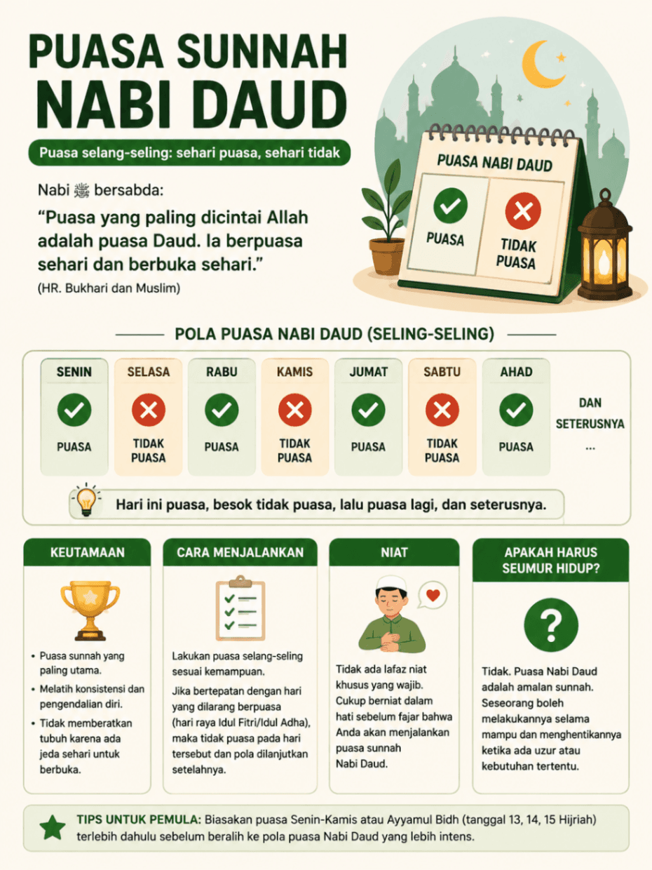 Puasa Daud: Jadwal, Niat, Tata Cara, dan Keutamaan Puasa Sunnah Nabi Daud